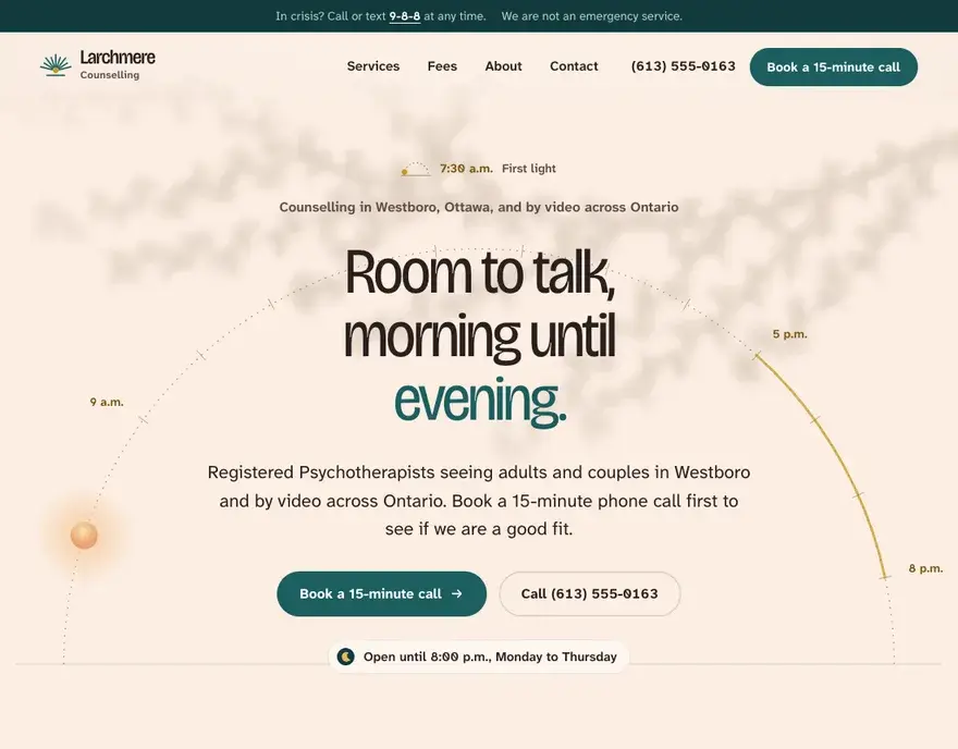 Home page of the Larchmere Counselling website